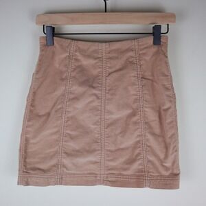 Free People Modern Femme Corduroy Mini Skirt Back Zipper Size 4 Waist 12"